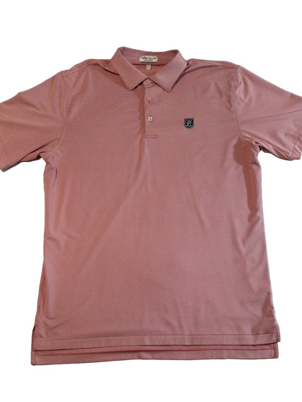 Peter Millar Golf Polo Shirt Mens L Pink Striped Brook Hollow Golf Club Dallas